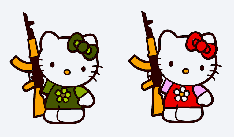 Hello Kitty with gun Decal